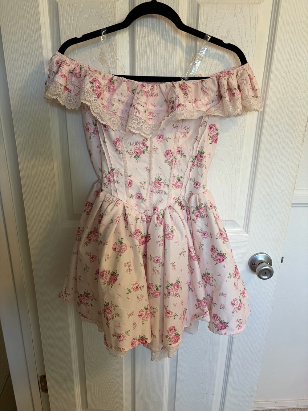 SHEIN Pink Floral Off-Shoulder Ruffle Dress for Girls